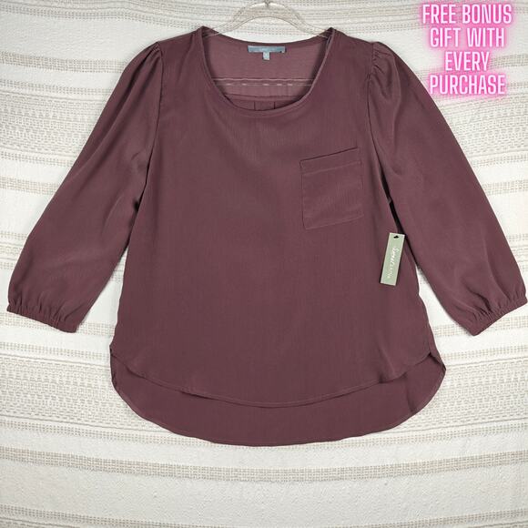 Sweet Rain Plum Long Sleeve Lightweight Blouse Size XL NWT - Picture 1 of 8